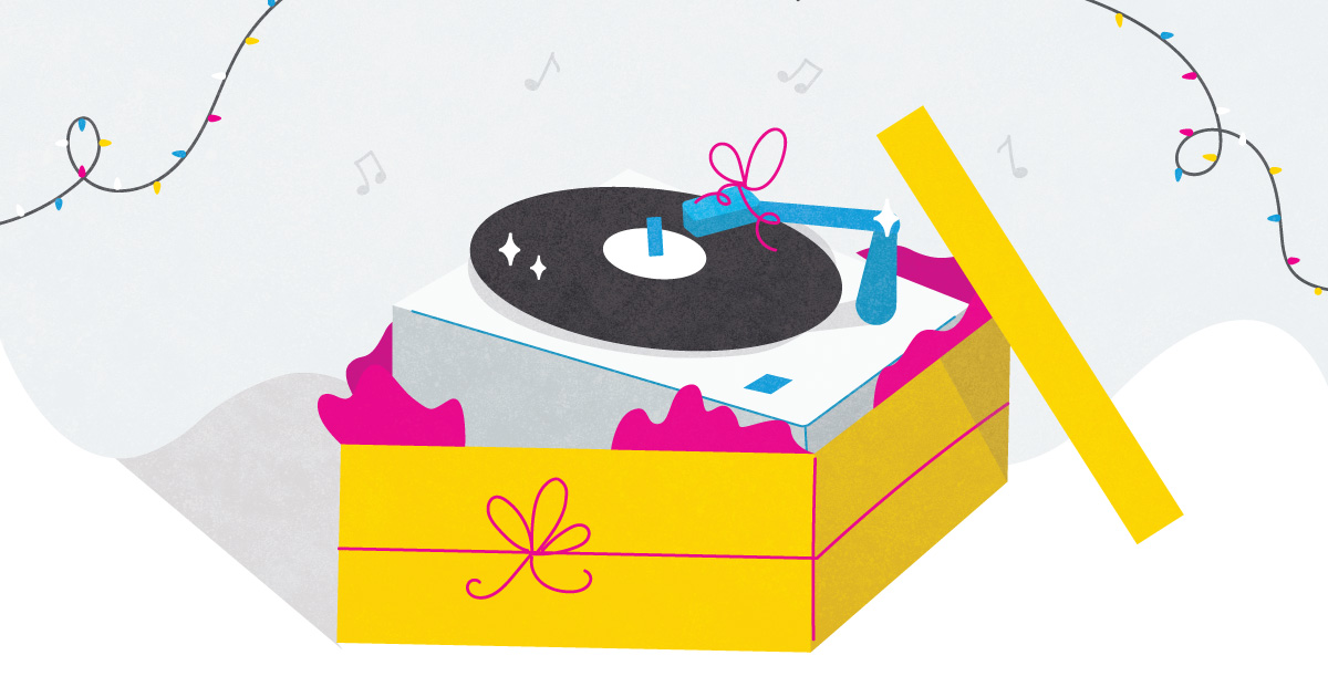 Pink and Yellow record player