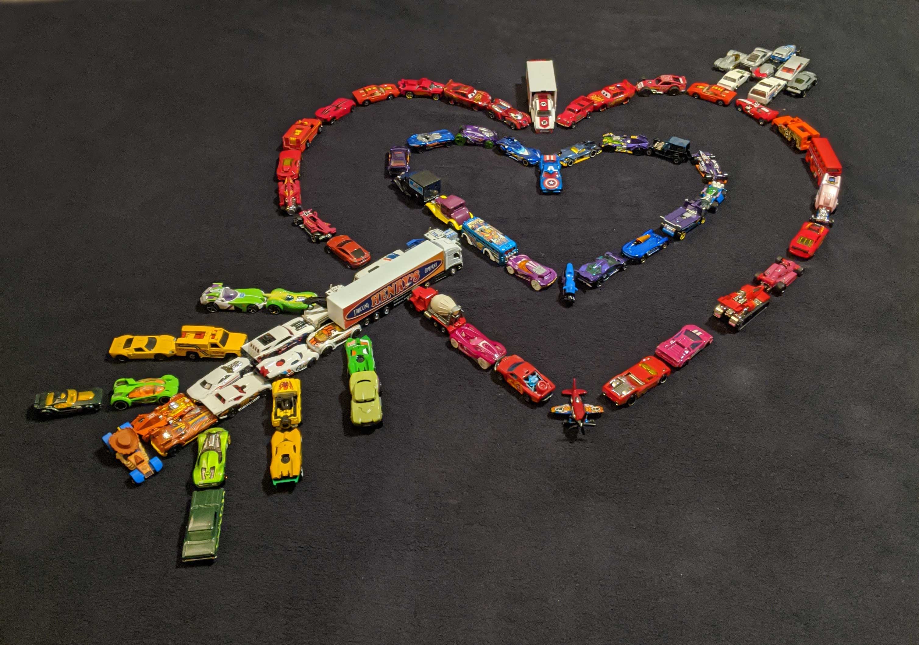 toy cars in heart design