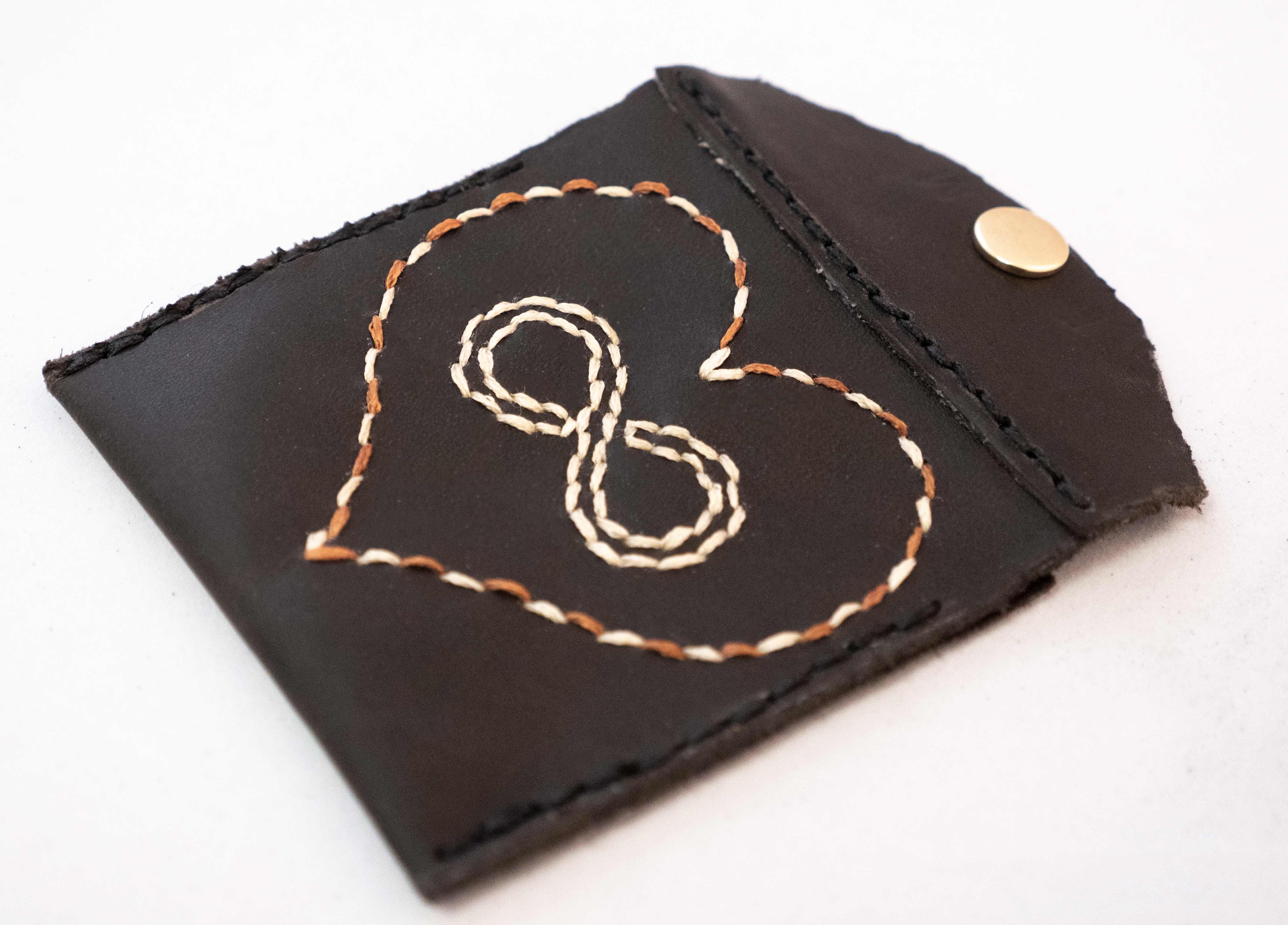 heart stitched wallet