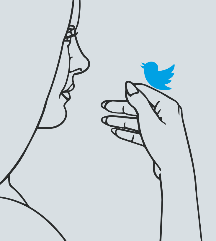 Woman and Twitter Bird