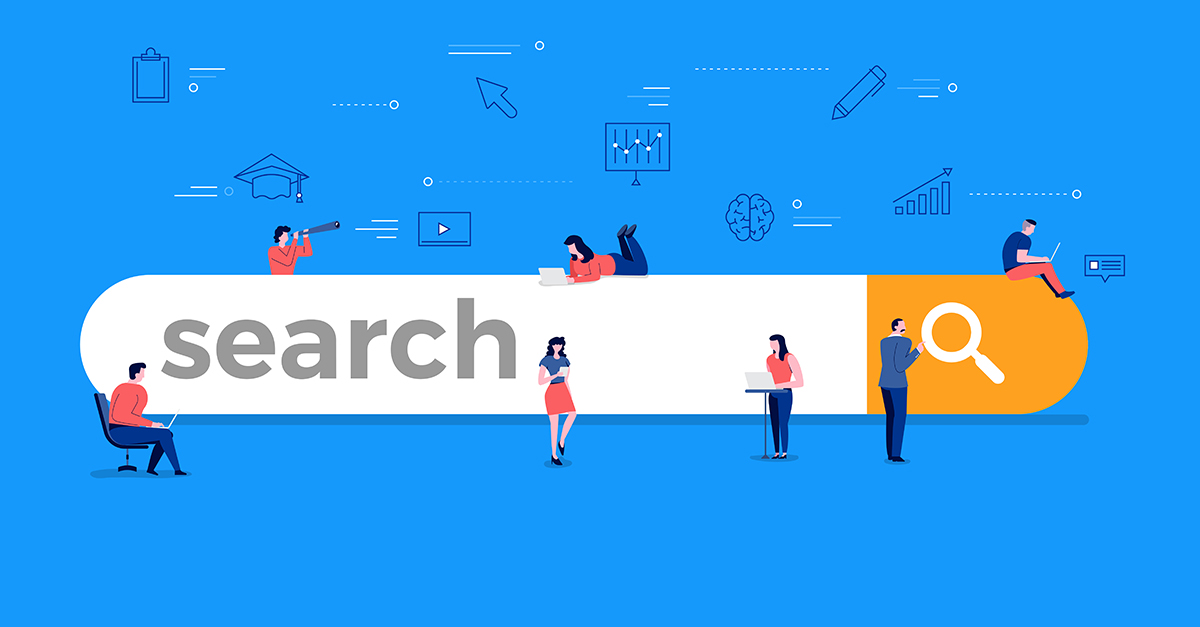 Search bar illustration with people