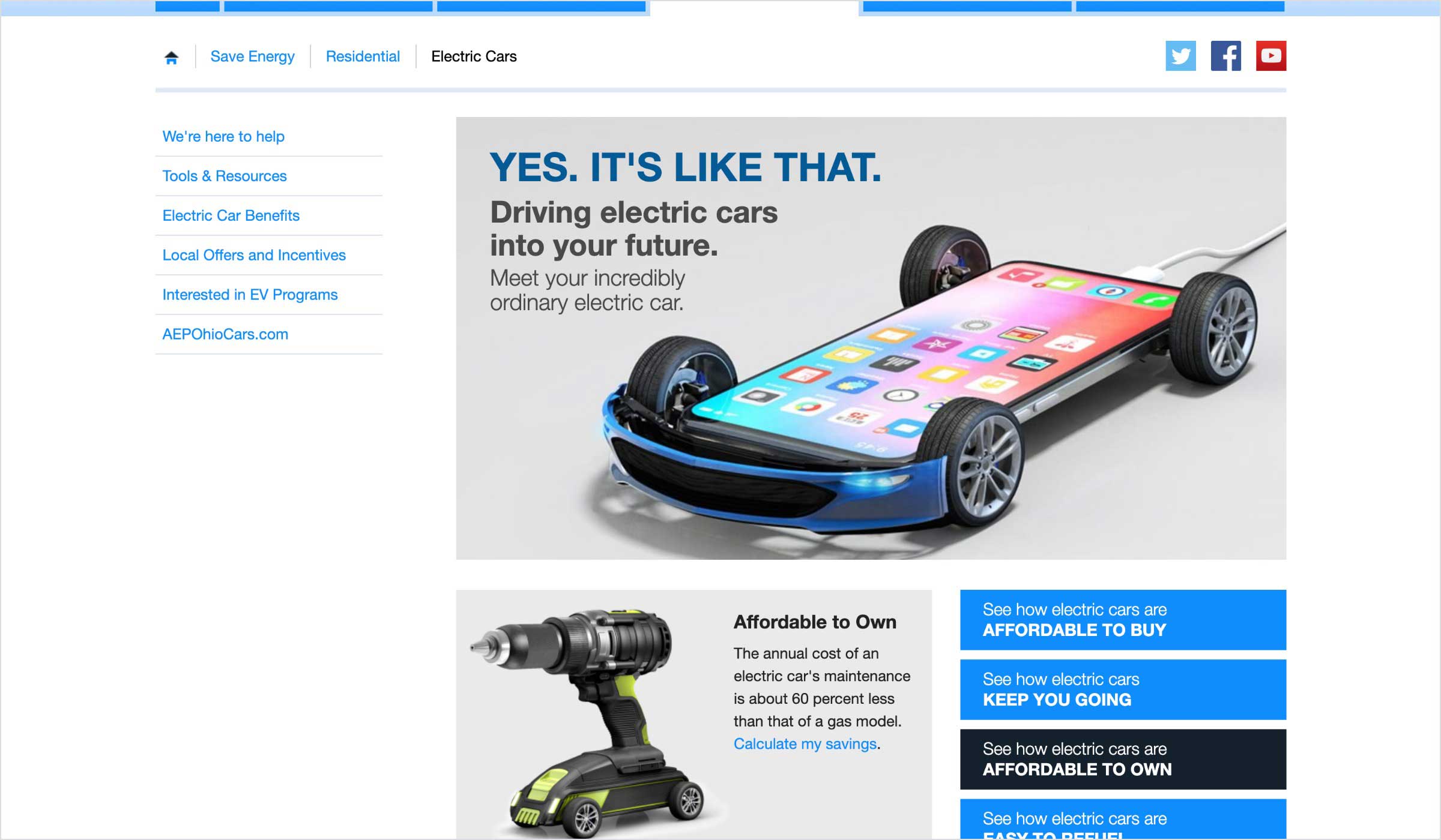 AEP electric cars OpCo landing page