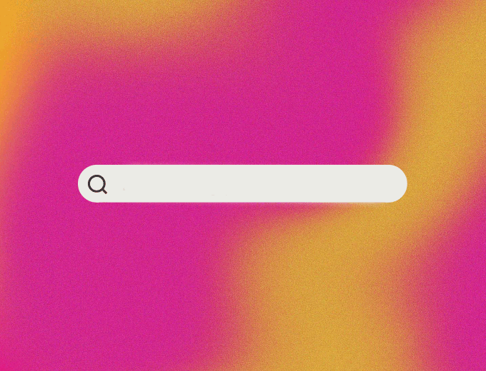 search bar with a pink and orange background