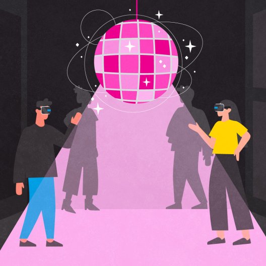 Two people wearing a VR headset under a pink disco ball thumbnail